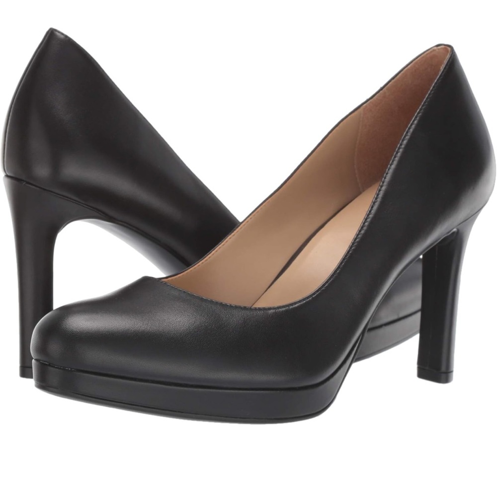 Naturalizer Black Leather Platform Pumps
